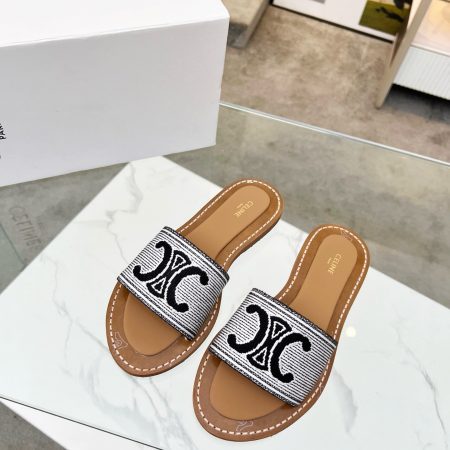 CELINE LYMPIA EMBROIDERED COTTON CANVAS MULES - Image 3