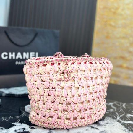 Chanel 23P Chain-Handled Woven Bag - Image 8