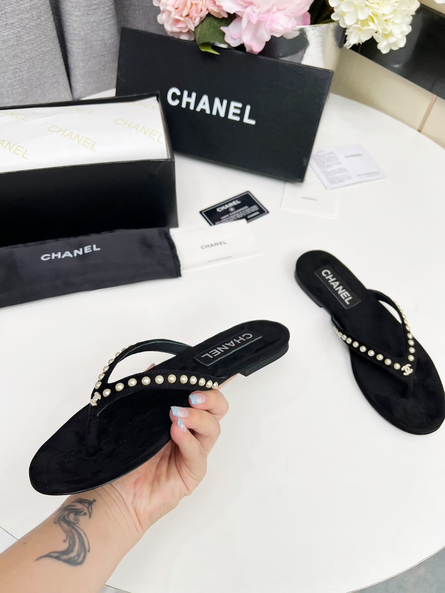 Chanel Velvet 25C Flip-flops - Image 11