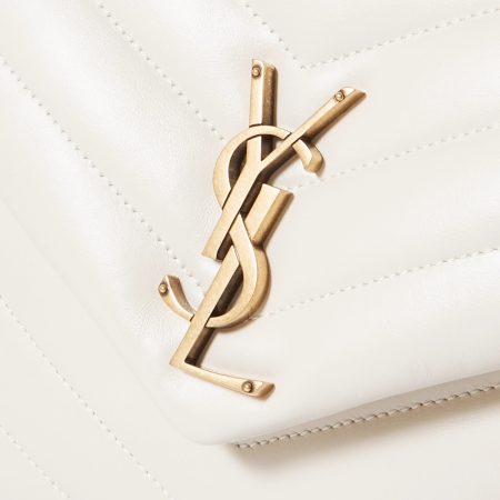 SAINT LAURENT YSL Loulou Medium Quilted Leather Shoulder Bag White - Image 2