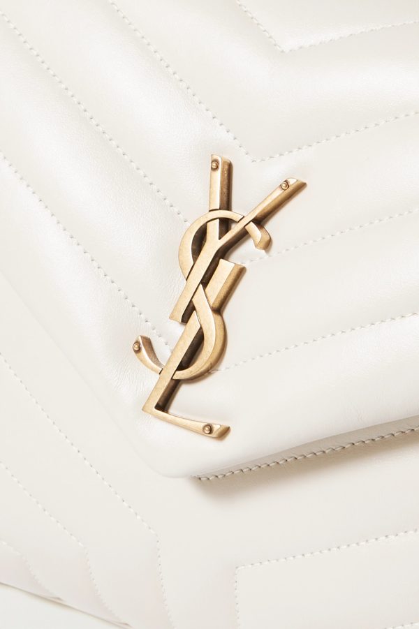 SAINT LAURENT YSL Loulou Medium Quilted Leather Shoulder Bag White