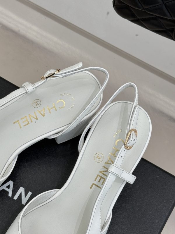 Chanel Black and White Slingback Heels
