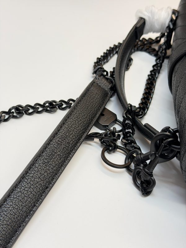 YSL College Black and Gold Messenger Bag