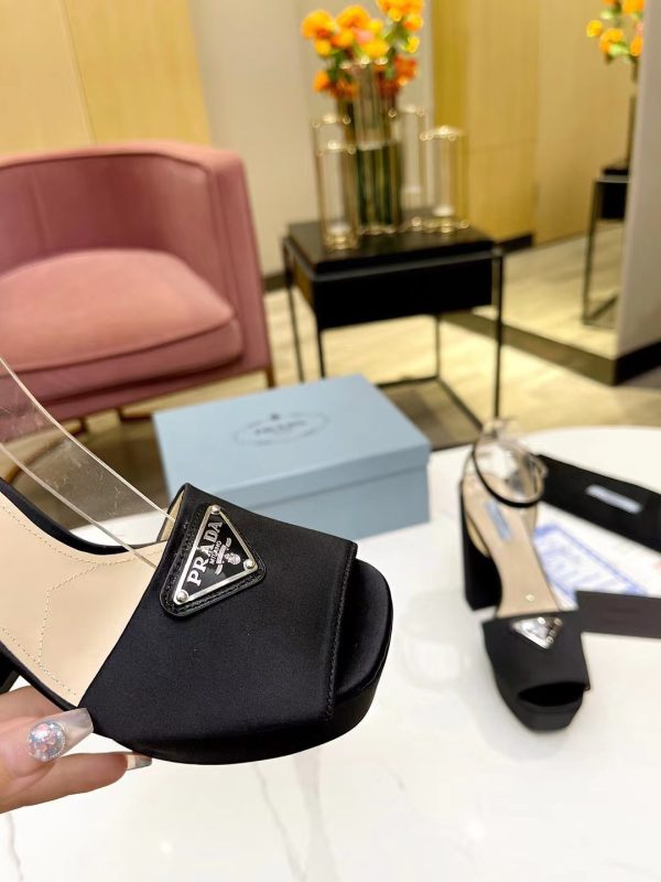 Prada Buckle Square-Heel Sandals