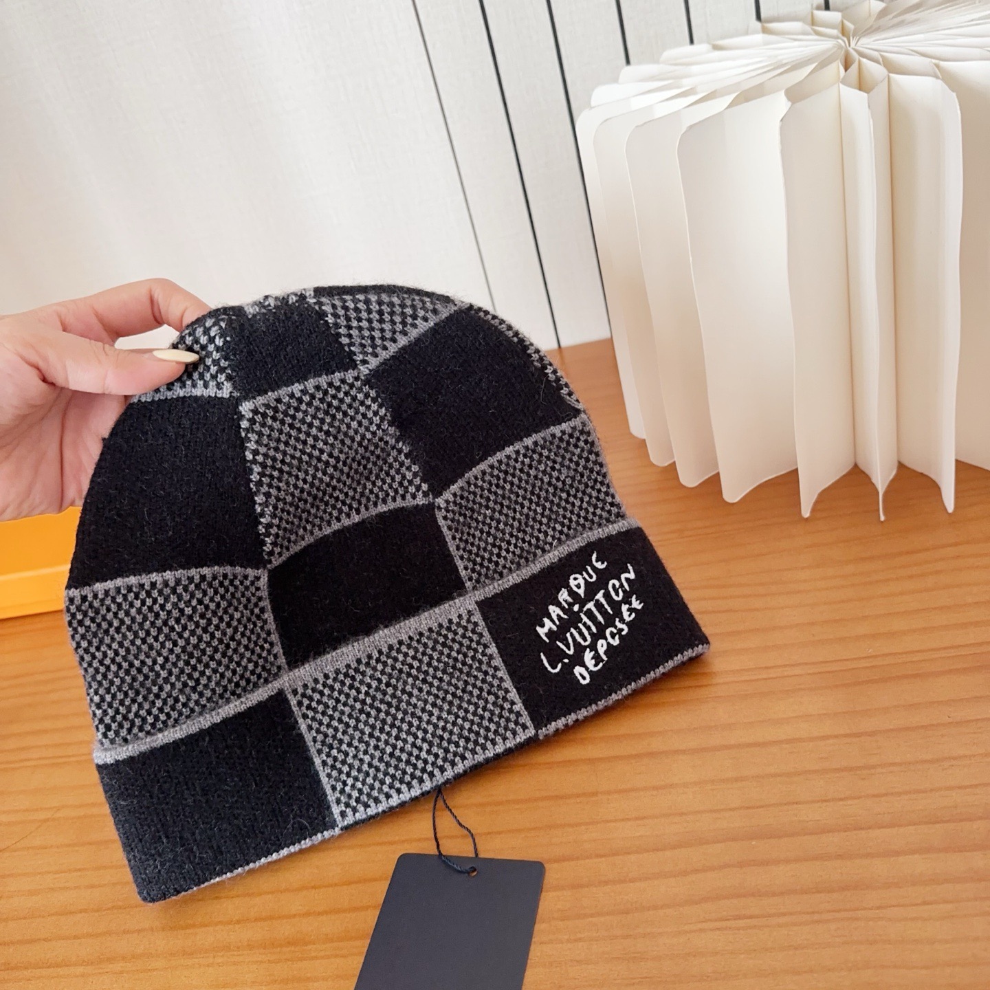 LV Damier Heritage Beanie Black - Image 5