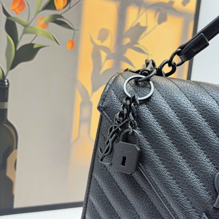 YSL College Black and Gold Messenger Bag - Image 4