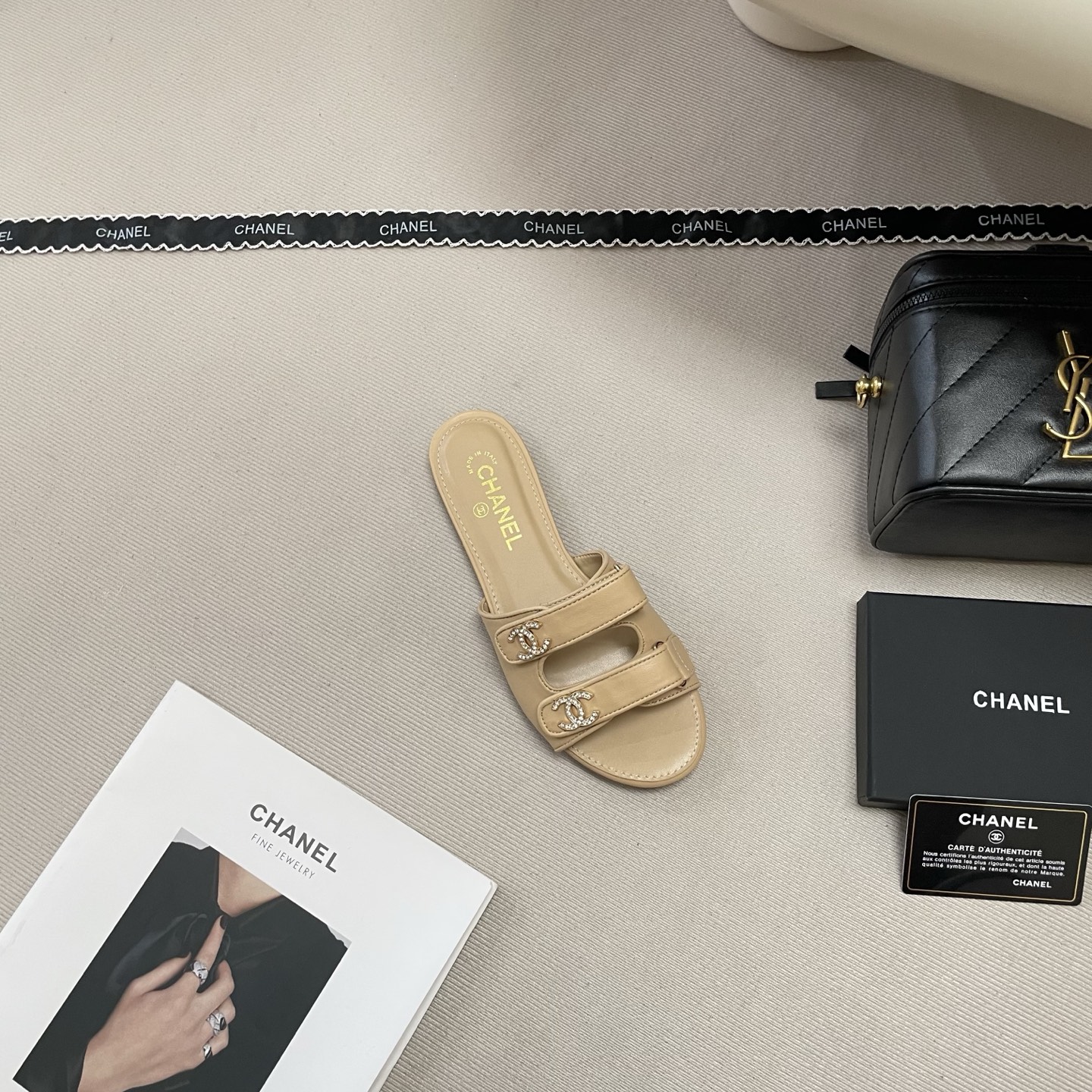 Chanel 26P Double C Diamond Buckle Velcro Slippers - Image 5