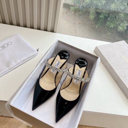 Jimmy Choo Bing 100 Ballet Pink Patent Leather Mules with Crystal Strap - Image 10