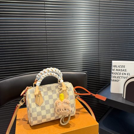 LV Speedy 18  White Checkered Handbag