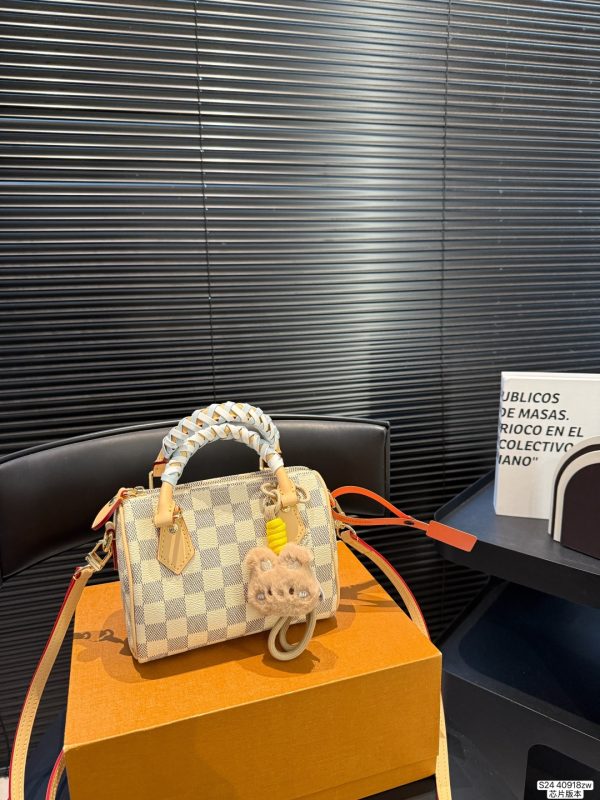 LV Speedy 18  White Checkered Handbag