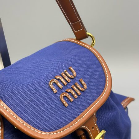 Miu Miu Canvas and Leather Backpack - Image 11