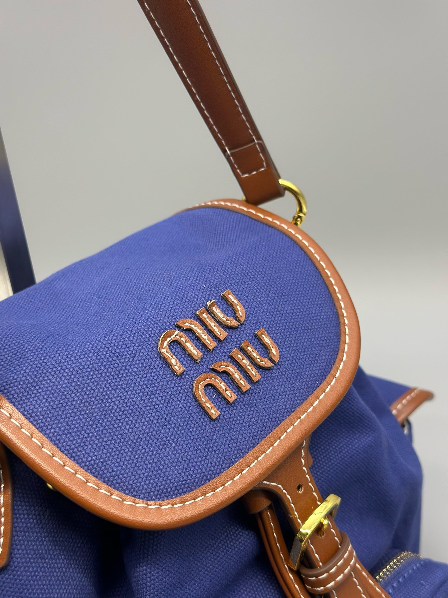 Miu Miu Canvas and Leather Backpack - Image 11